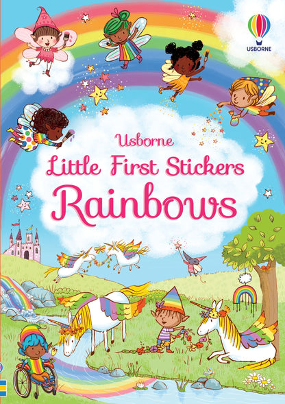 Carte pentru copii cu stickere autocolante Usborne Little First Stickers Rainbows