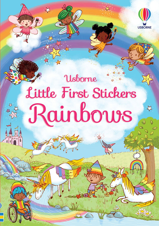 Carte pentru copii cu stickere autocolante Usborne Little First Stickers Rainbows