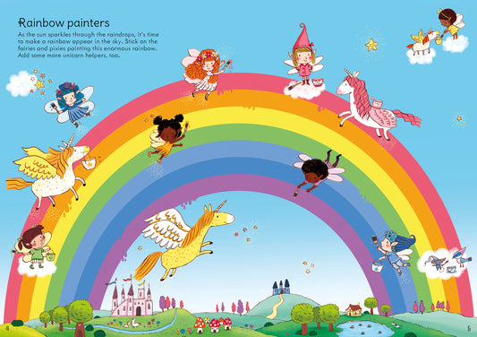 Carte pentru copii cu stickere autocolante Usborne Little First Stickers Rainbows