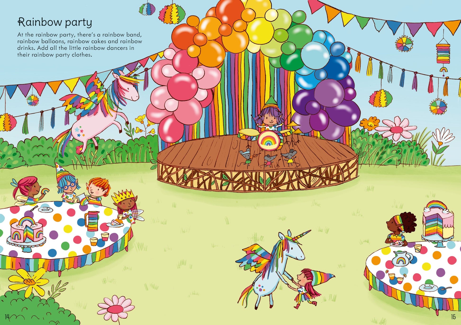Carte pentru copii cu stickere autocolante Usborne Little First Stickers Rainbows