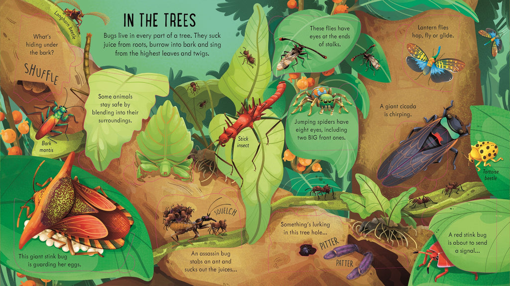 Carte educativa pentru copii, cu clapete, cartonata integral Usborne Look Inside Bug World