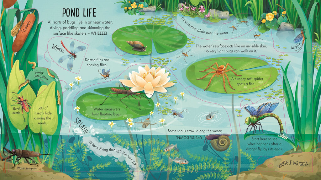 Carte educativa pentru copii, cu clapete, cartonata integral Usborne Look Inside Bug World