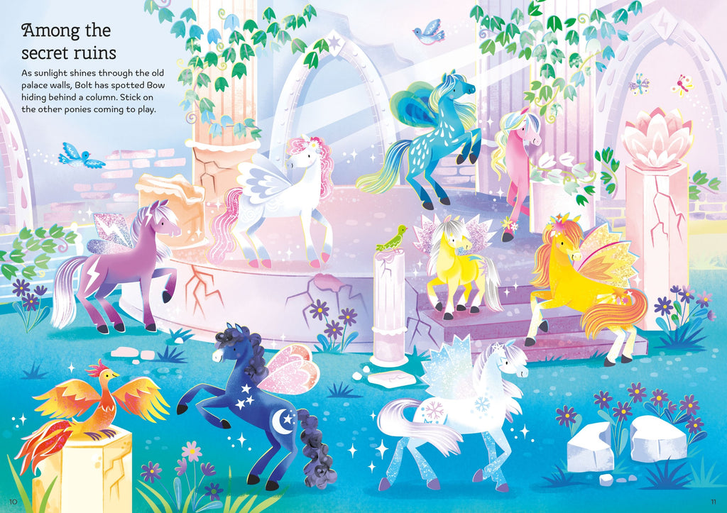 Carte pentru copii cu stickere autocolante Usborne sparkly fairy ponies
