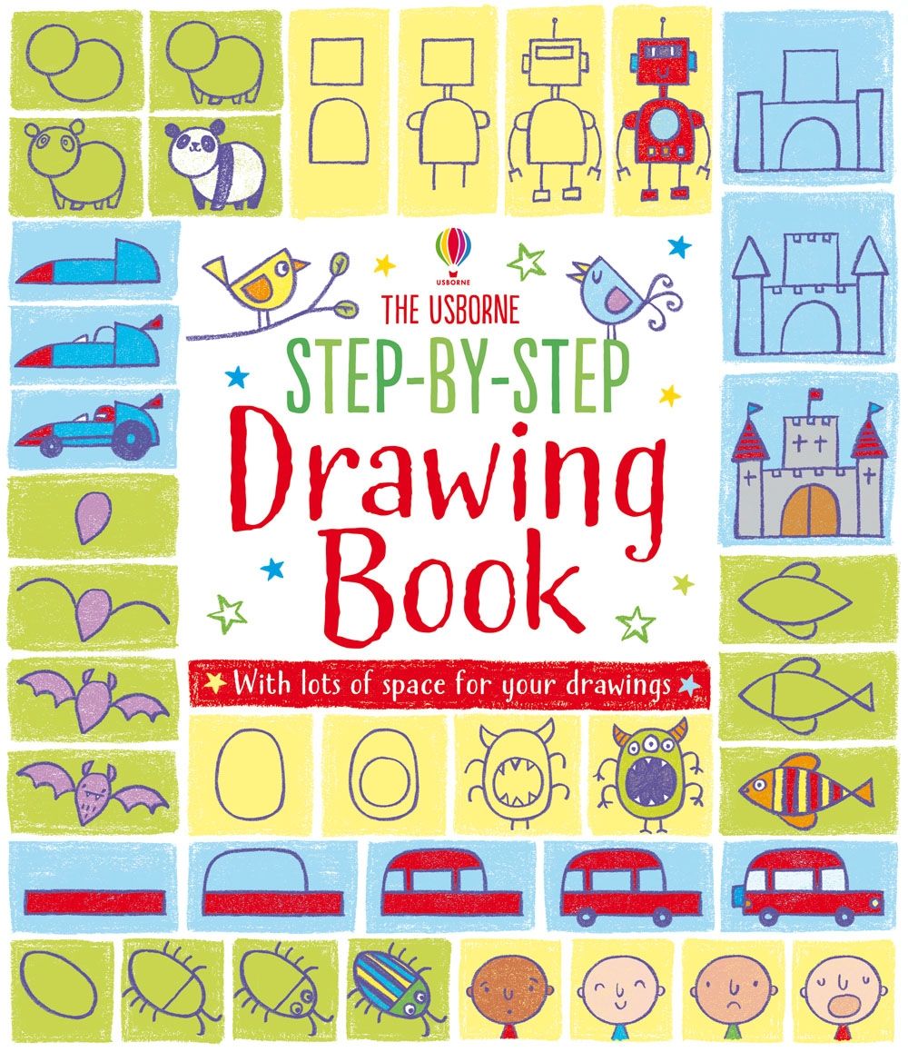 Carte de activitati pentru copii Usborne Step by Step Drawing