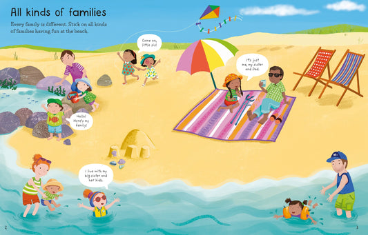Carte Usborne pentru copii cu stickere autocolante First Sticker Book Families