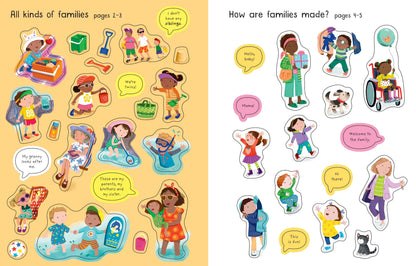 Carte Usborne pentru copii cu stickere autocolante First Sticker Book Families
