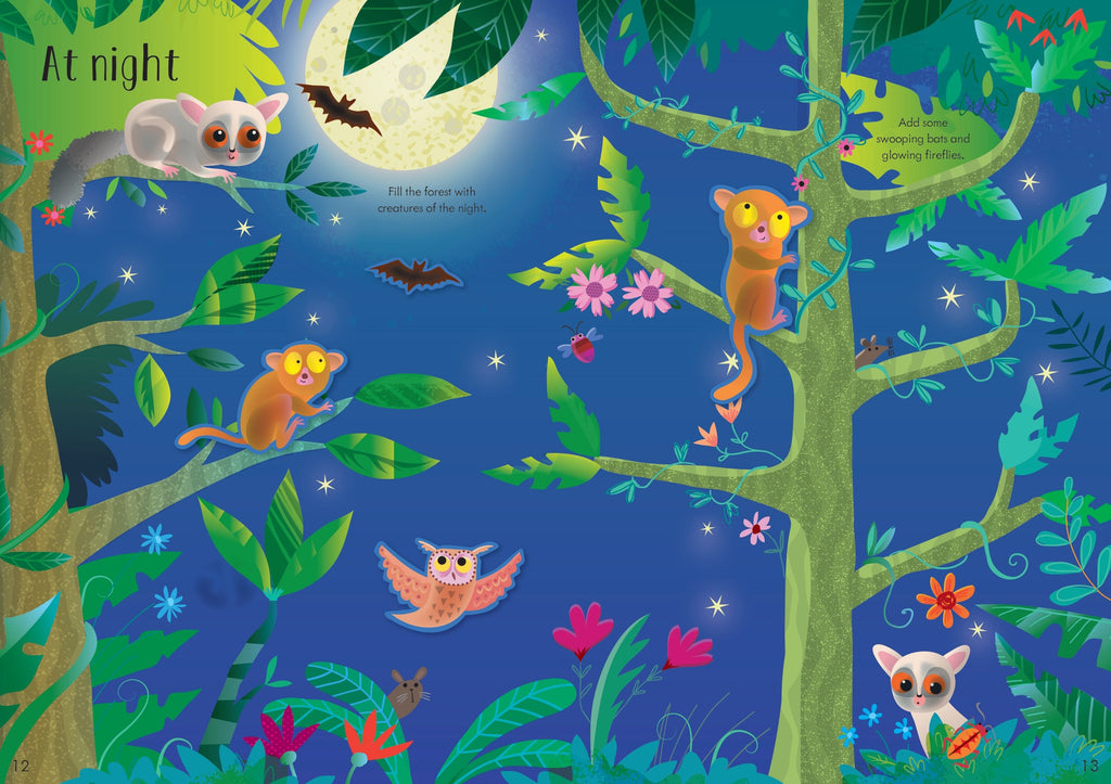 Carte Usborne pentru copii cu stickere autocolante Little First Stickers Jungle