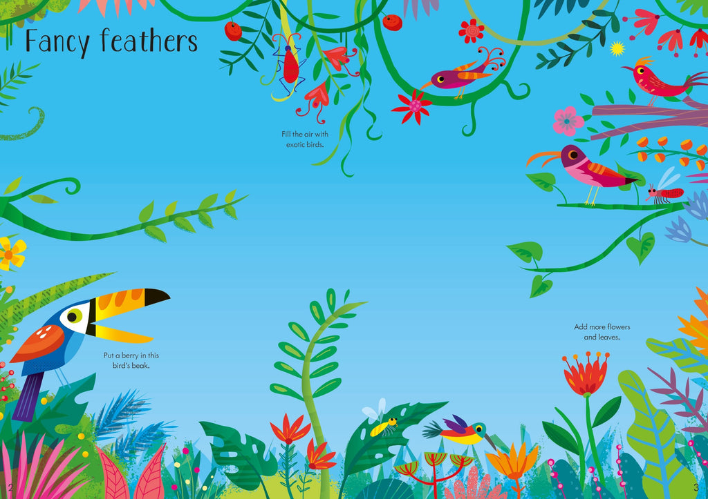 Carte Usborne pentru copii cu stickere autocolante Little First Stickers Jungle