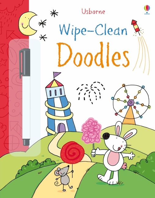 Carte de activitati pentru copii reutilizabila cu marker lavabil Usborne Wipe Clean Doodles